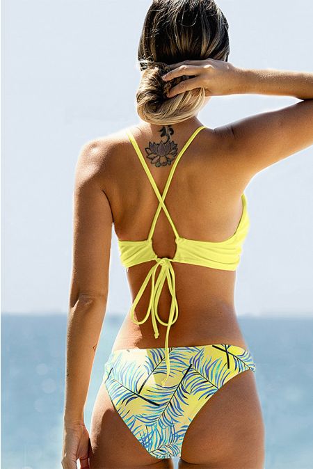 Kamoni Tropischer Rückseite Bindegürtel Bikini
